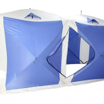 Палатка зимняя (200*400*215) двойная, синяя с белым