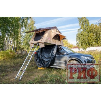 Палатка на крышу автомобиля РИФ Soft RT01-140W, тент песочный, корпус черный, 240х140х130 см
