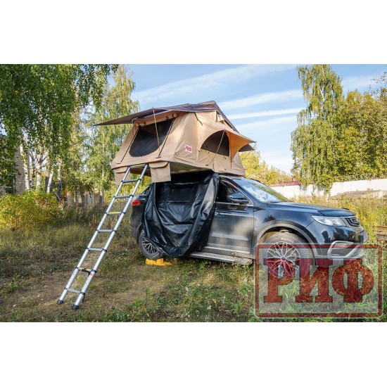 Палатка на крышу автомобиля РИФ Soft RT01-140W, тент песочный, корпус черный, 240х140х130 см