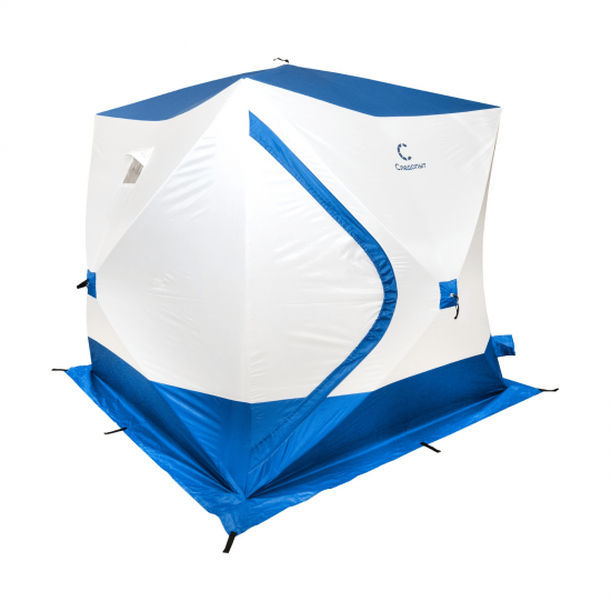 Палатка зимняя куб СЛЕДОПЫТ, 2,15х2,15 м, 3 слоя, синий/белый