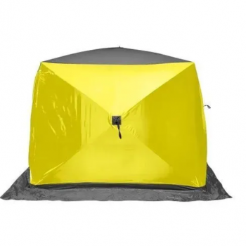 Палатка зимняя PREMIER утепл. Куб ЛОНГ-3 желтый/серый