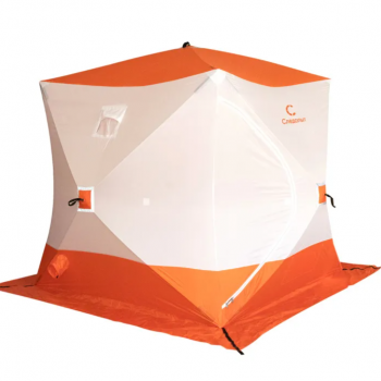 Палатка зимняя куб СЛЕДОПЫТ 2,1 х2,1 м, Oxford 210D PU 1000, оранжевый/белый