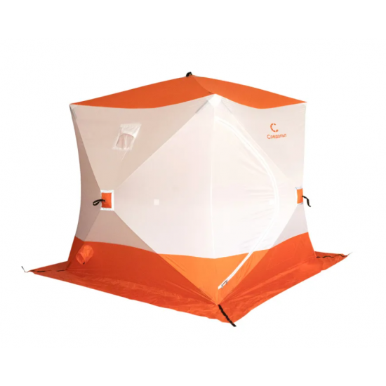 Палатка зимняя куб СЛЕДОПЫТ 2,1 х2,1 м, Oxford 210D PU 1000, оранжевый/белый