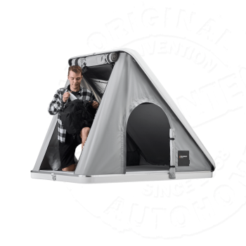 Палатка на крышу автомобиля AUTOHOME COLUMBUS VARIANT SMALL GRAY X-LONG, тент серый, лестница 215 мм