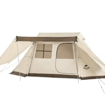Палатка Naturehike Village 5.0 4-местная, алюминиевый каркас, снежная юбка, бежевая