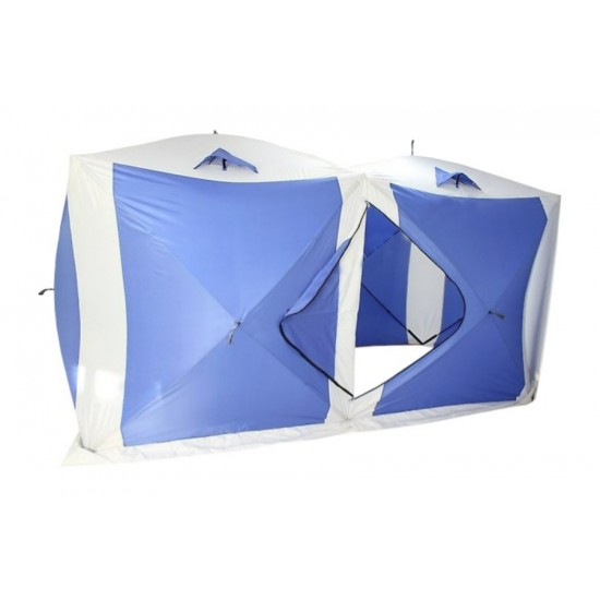 Палатка зимняя (200*400*215) двойная, синяя с белым
