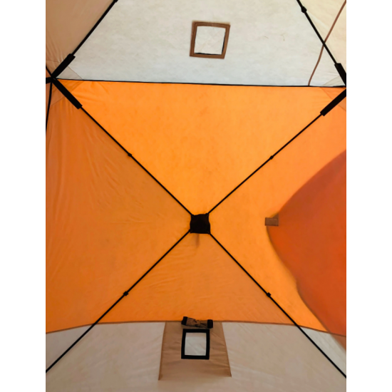 Палатка зимняя (220*220*215) оранжевая с серым