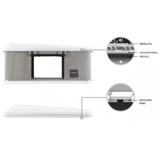 Палатка на крышу автомобиля AUTOHOME MAGGIOLINA AIRLANDER PLUS LARGE, серый тент, лестница 215 мм