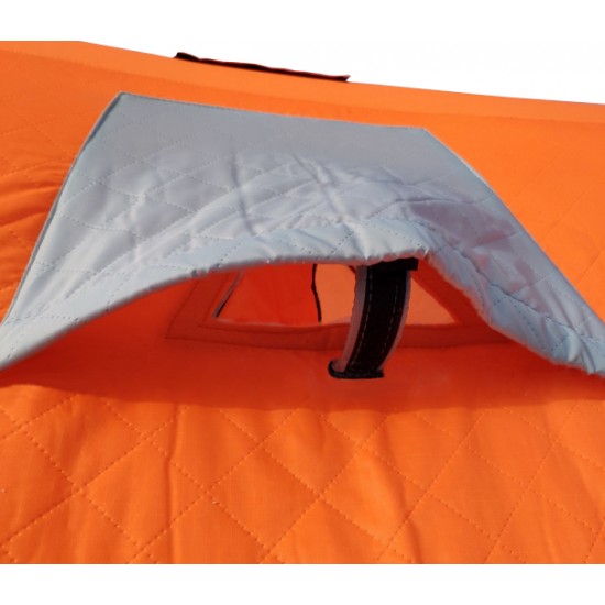 Палатка зимняя (240*240*210) оранжевая с серым