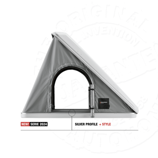 Палатка на крышу автомобиля AUTOHOME COLUMBUS VARIANT SMALL GRAY X-LONG, тент серый, лестница 215 мм