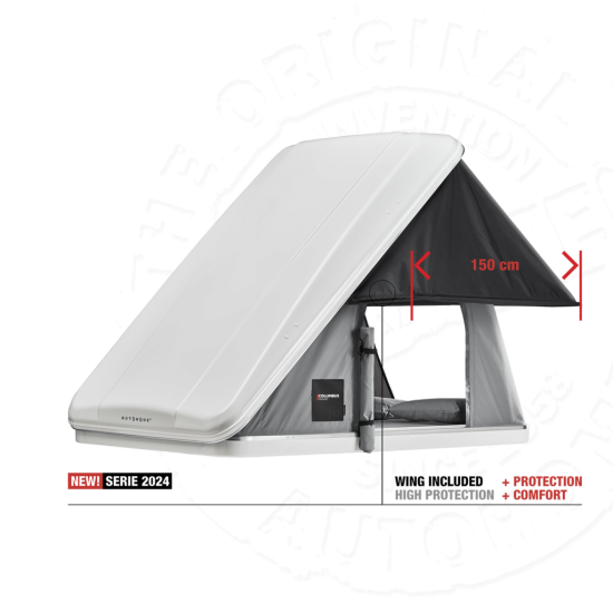 Палатка на крышу автомобиля AUTOHOME COLUMBUS VARIANT SMALL GRAY X-LONG, тент серый, лестница 215 мм