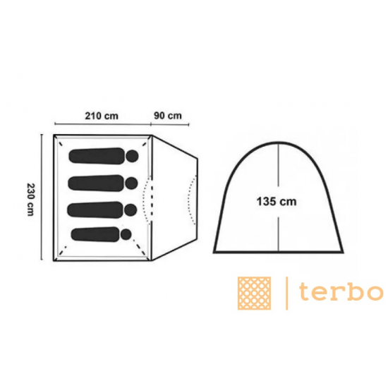 4-х местная туристическая платка автомат TERBO GC-900, серая изображение