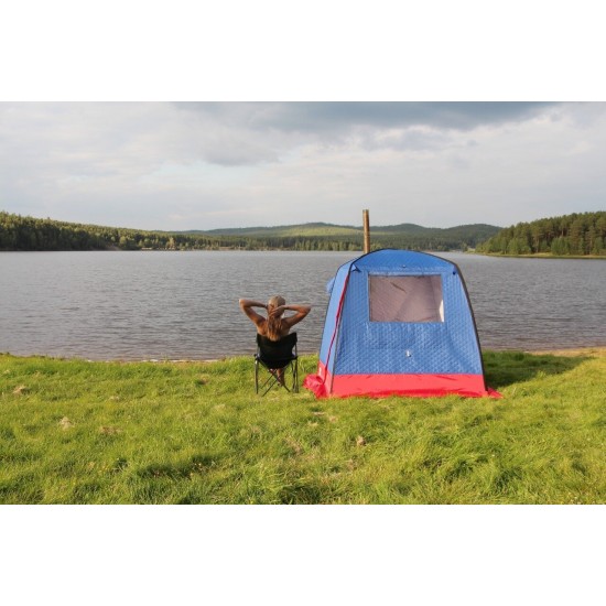 Трехслойная палатка-куб для зимней рыбалки (мобильная баня 1) фото