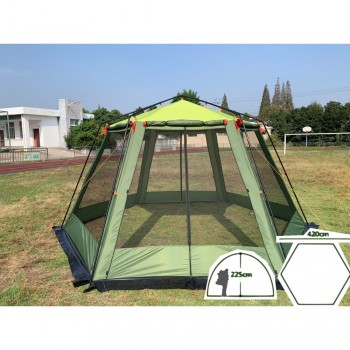 Шатер для рыбалки и кемпинга 4,2х4,2 м, шестиугольный Тerbo Mir, цвет зеленый