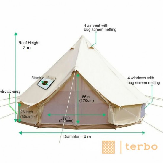 Палатка Юрта для кемпинга и пикников Размером 4х4 м Terbo Mir & Camping 2-907-8 W Палатка Юрта для кемпинга и пикников Размером 4х4 м Terbo Mir & Camping 2-907-8 W фото