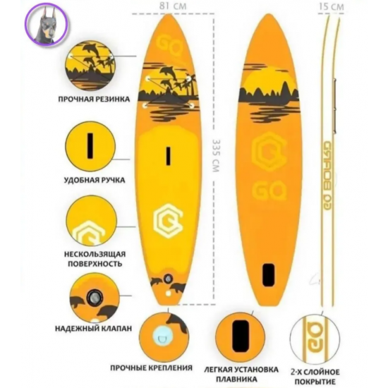 Надувная SUP-доска (SUP board) JS GQ DP с насосом, веслом и страховочным лишем. 335x81x15 см Надувная SUP-доска (SUP board) JS GQ DP с насосом, веслом и страховочным лишем. 335x81x15 см фото