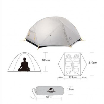 Профессиональная летняя 2 местная палатка Naturehike Mongar 20D для кемпинга и отдыха на природе