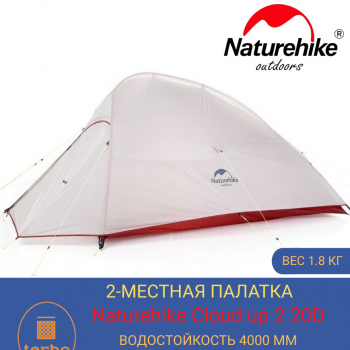 Двухместная туристическая палатка Naturehike Сloud up 2 20D для кемпинга
