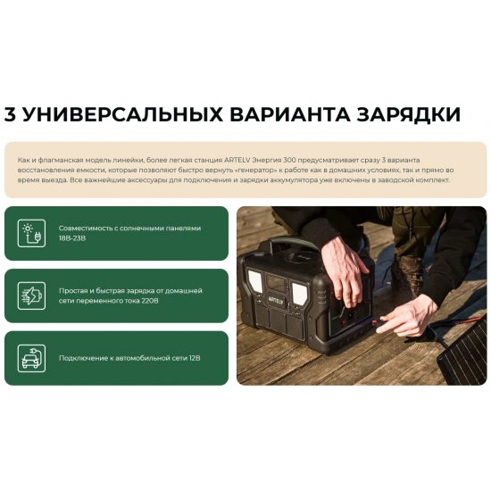 Портативное зарядное устройство - электростанция ARTELV 300 Вт 220V/50Hz фото