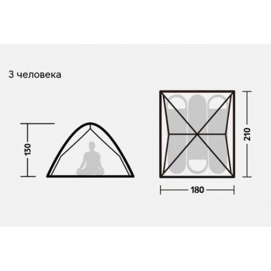 Палатка Naturehike 3-местная, быстросборная, серо-зеленая