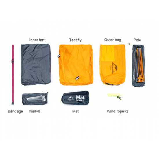 Палатка Naturehike Cycling (Spider) Si 1-местная, алюминиевый каркас, сверхлегкая, оранжевая