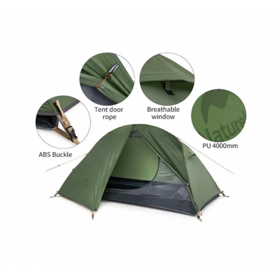 Палатка Naturehike Cycling (Spider) Si 1-местная, алюминиевый каркас, сверхлегкая, зеленая