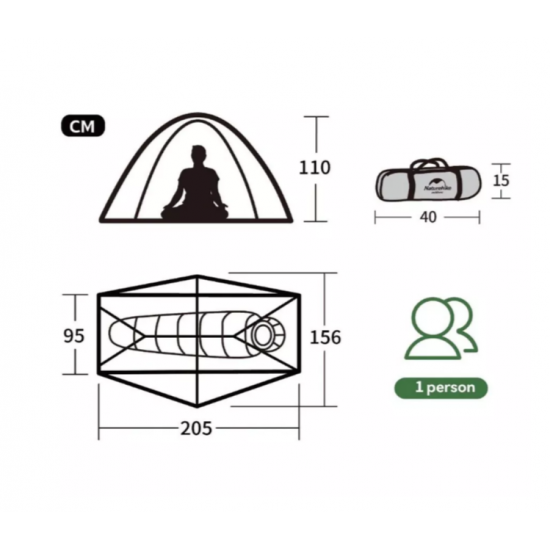 Палатка Naturehike Cycling (Spider) Si 1-местная, алюминиевый каркас, сверхлегкая, зеленая