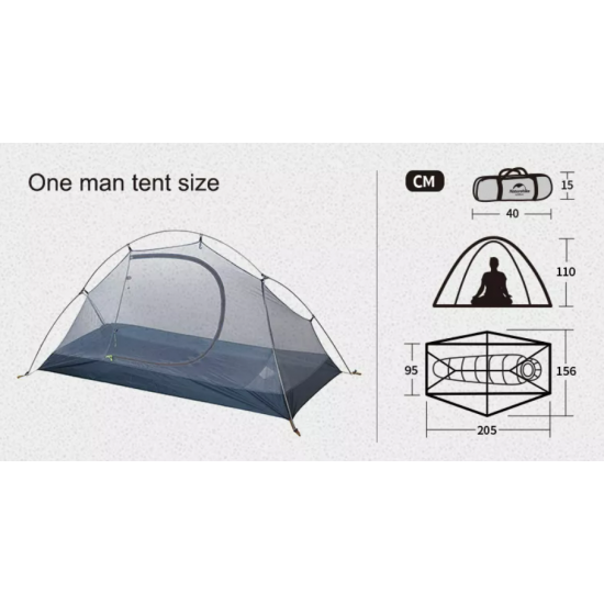 Палатка Naturehike Cycling (Spider) Si 1-местная, алюминиевый каркас, сверхлегкая, зеленая