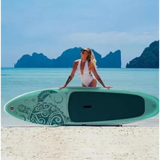 Надувная SUP-доска Green Turtle 320×83×15 см | Грузоподъемность 150 кг | 3 плавника | Полный комплект фото