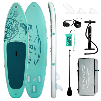Надувная SUP-доска Green Turtle 320×83×15 см | Грузоподъемность 150 кг | 3 плавника | Полный комплект