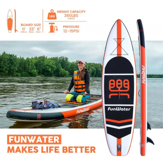 Надувная SUP-доска (335×84×15 см) — для новичков и опытных пользователей, с комплектом насоса и рюкзака фото