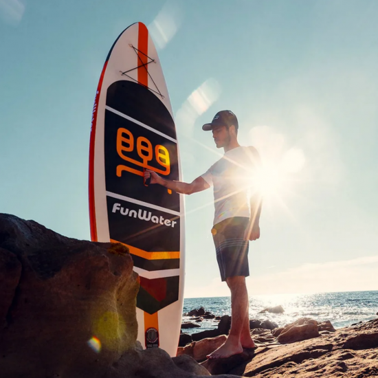 Надувная SUP-доска (335×84×15 см) — для новичков и опытных пользователей, с комплектом насоса и рюкзака фото