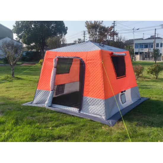 4-местная зимняя палатка 240×240×205 см | 3-слойная конструкция | Быстрая сборка | Для рыбалки и мобильной бани фото