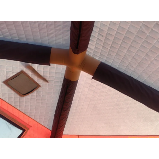 4-местная зимняя палатка 240×240×205 см | 3-слойная конструкция | Быстрая сборка | Для рыбалки и мобильной бани фото