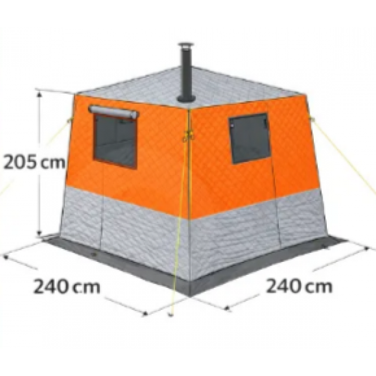 4-местная зимняя палатка 240×240×205 см | 3-слойная конструкция | Быстрая сборка | Для рыбалки и мобильной бани фото