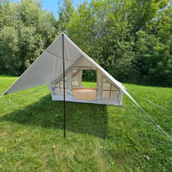 Надувная палатка Terbo CW 4060-6 с навесом 410х300х200 см двухслойная, быстросборная для кемпинга и отдыха