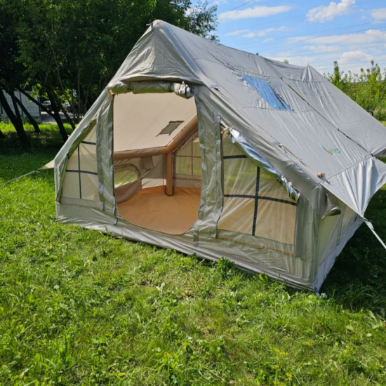 Надувная палатка Terbo CW 4060-6 с навесом 410х300х200 см двухслойная, быстросборная для кемпинга и отдыха фото