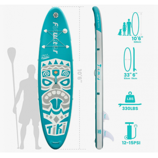 Сапборд FanWater Tiki new white blue 320x84x15 см фото