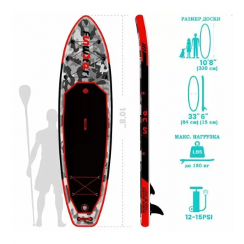 SUP-борд Tech Team САП доска надувная FunWater 335x83x15 см Нonor red