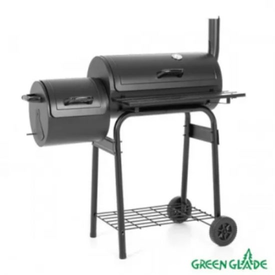 Гриль-коптильня Смокер Green 11092 стационарный стальной с жаростойким покрытием с двумя камерами и полкой фото