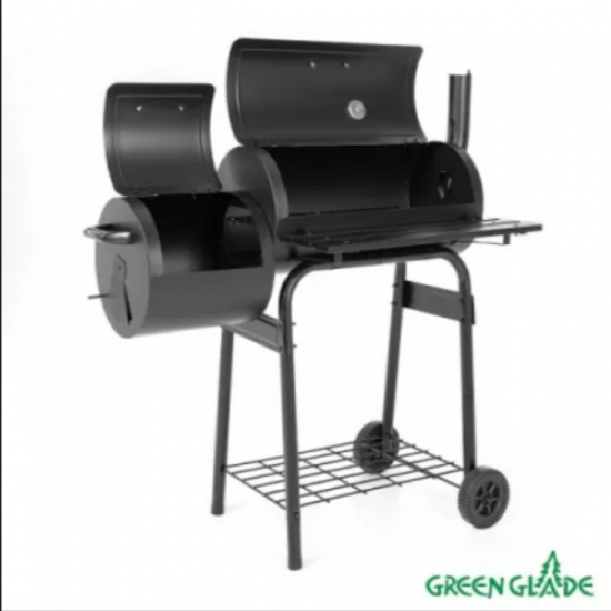 Гриль-коптильня Смокер Green 11092 стационарный стальной с жаростойким покрытием с двумя камерами и полкой фото