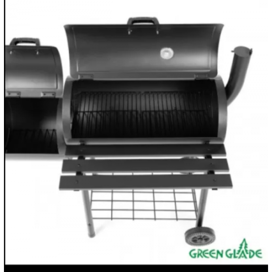 Гриль-коптильня Смокер Green 11092 стационарный стальной с жаростойким покрытием с двумя камерами и полкой фото