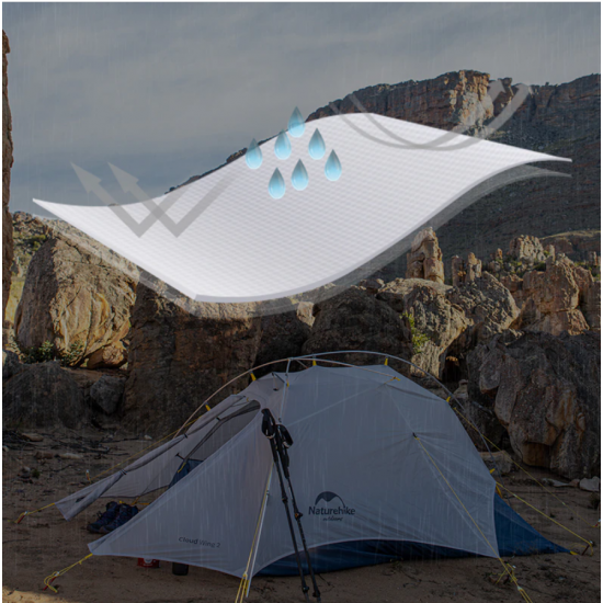 Лёгкая двухместная палатка Naturehike Cloud Up-Wing Si — 1,5 кг, 4000 мм водостойкости, УФ-защита фото
